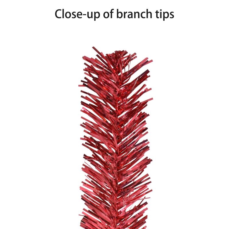 Puleo International 4.5 ft. Pre-lit Red Tinsel Tree