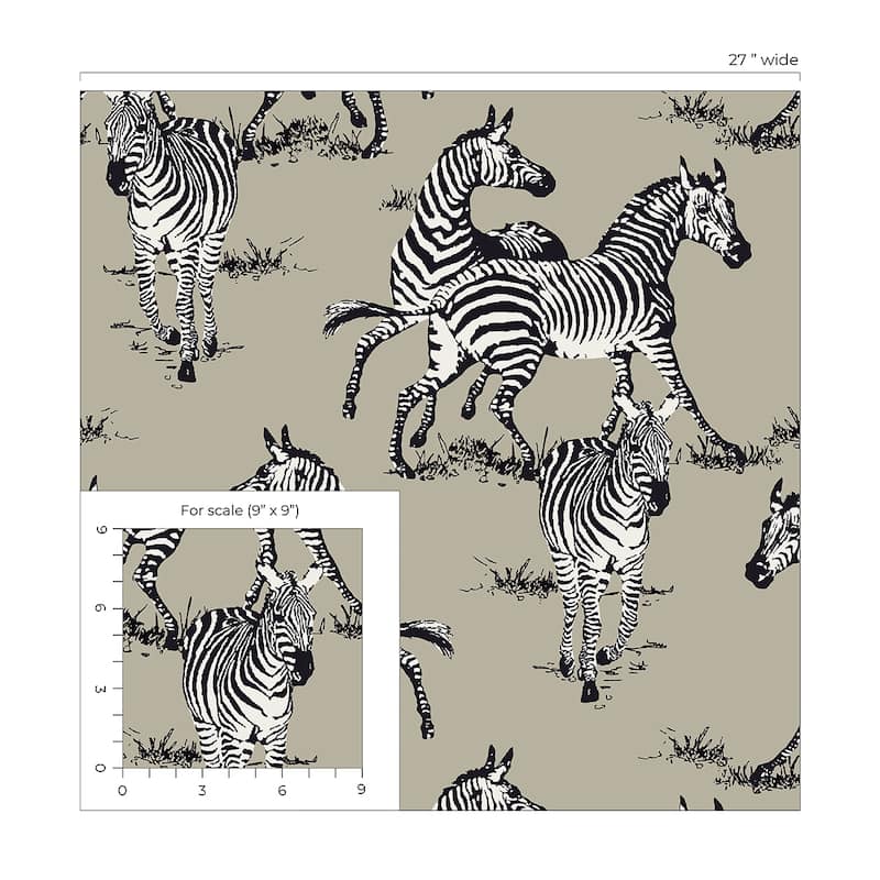 Harry & Grace Playful Zebras Peel and Stick Wallpaper