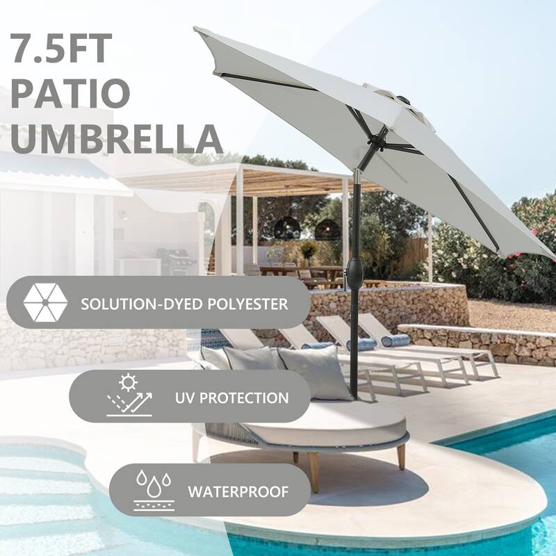 7.5ft * 7.5ft Patio Umbrella with Crank and Push Button Tilt,Outdoor Table Market Umbrella with Aluminum Pole - Dark Green