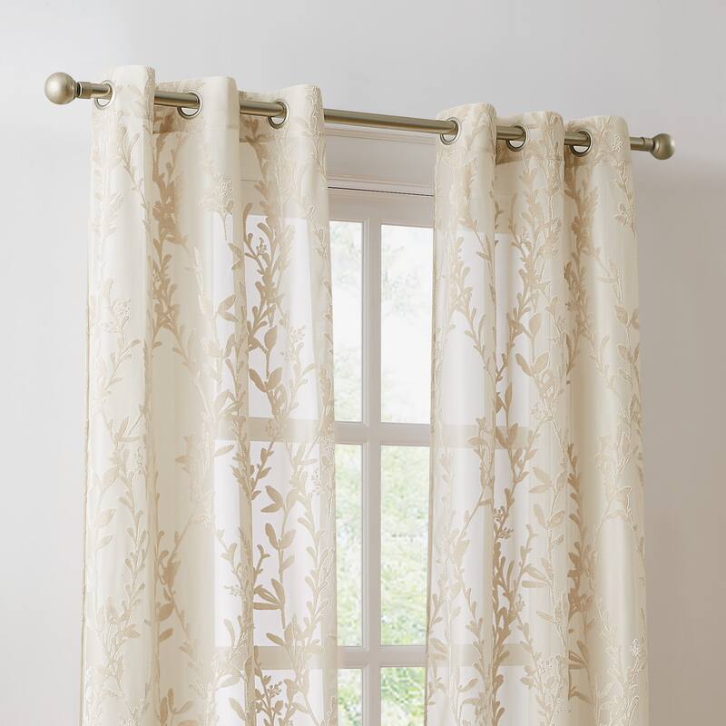 5th Avenue Lux Shelton Burn Out Sheer Window Panel Pair