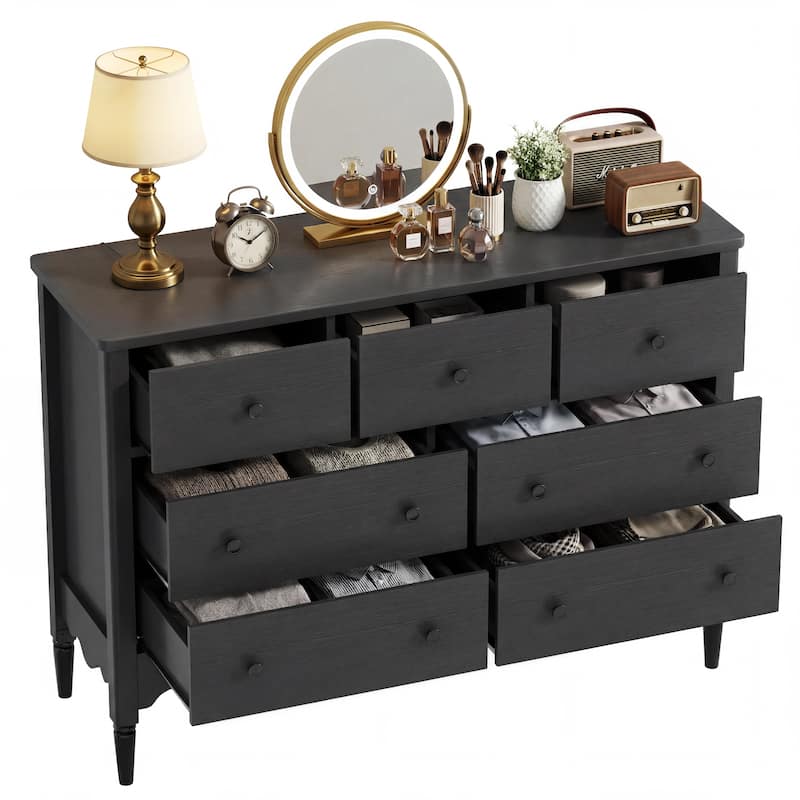 Narill Wave-Inspired 7-Drawer Dresser, 47-In Bedroom Chest of Drawers