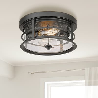 Flush Mount Ceiling Light With Seeded Glass