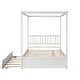 preview thumbnail 16 of 16, Full Size Canopy Bed with Twin Trundle,Kids Solid Wood Platform Bed Frame Headboard,No Box Spring Needed