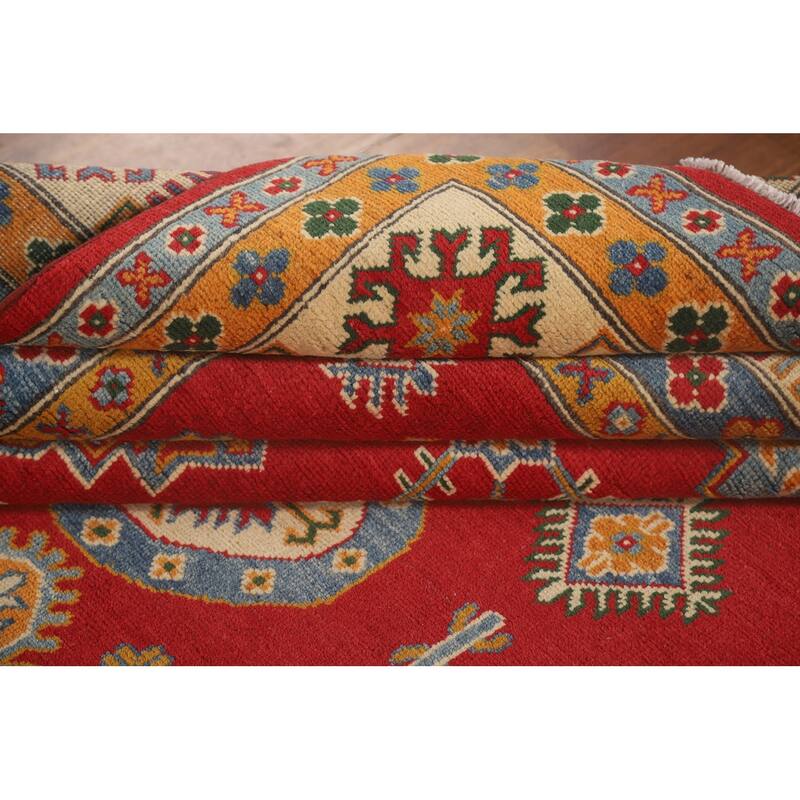 Geometric Kazak Oriental Area Rug Handmade Dining Room Wool Carpet - 8'1" x 10'3"