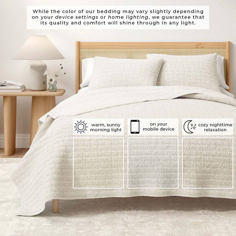 Linery & Co. Cotton Honeycomb Waffle Garment Washed Quilt Set