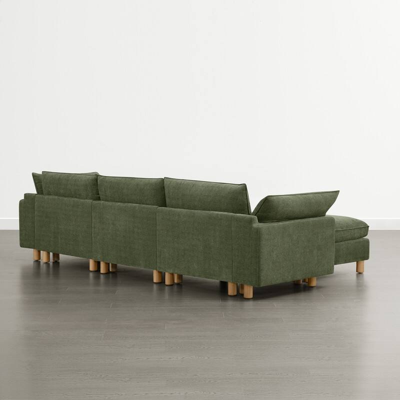 Spruce & Spring Modular Cloud Couch Sofa with Wood Legs for Living Room