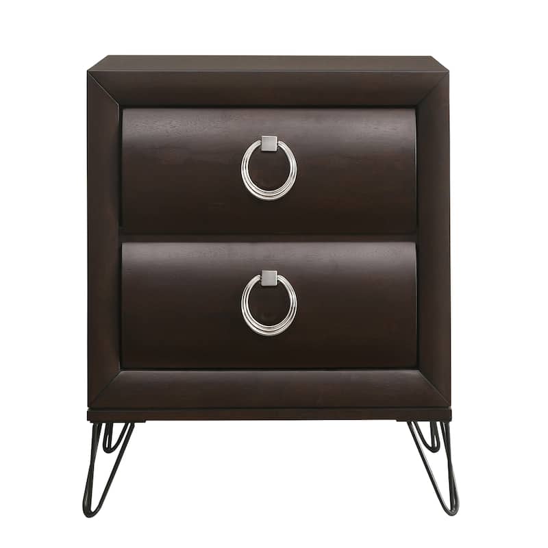 Carrillon Dark Merlot 2-Drawer Nightstand with Hairpin Legs