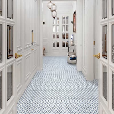 Etiquette 8x8 Satin Porcelain Encaustic Tile - Floor, Wall & Backsplash