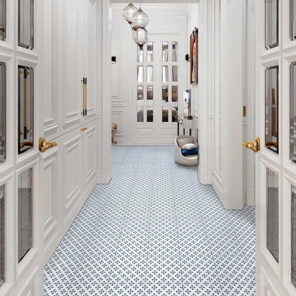 Etiquette 8x8 Satin Porcelain Encaustic Tile - Floor, Wall & Backsplash