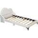 preview thumbnail 9 of 22, Twin Size Upholstered Platform Bed with Cloud-Shaped Headboard, Beige - Sturdy & Comfortable Design