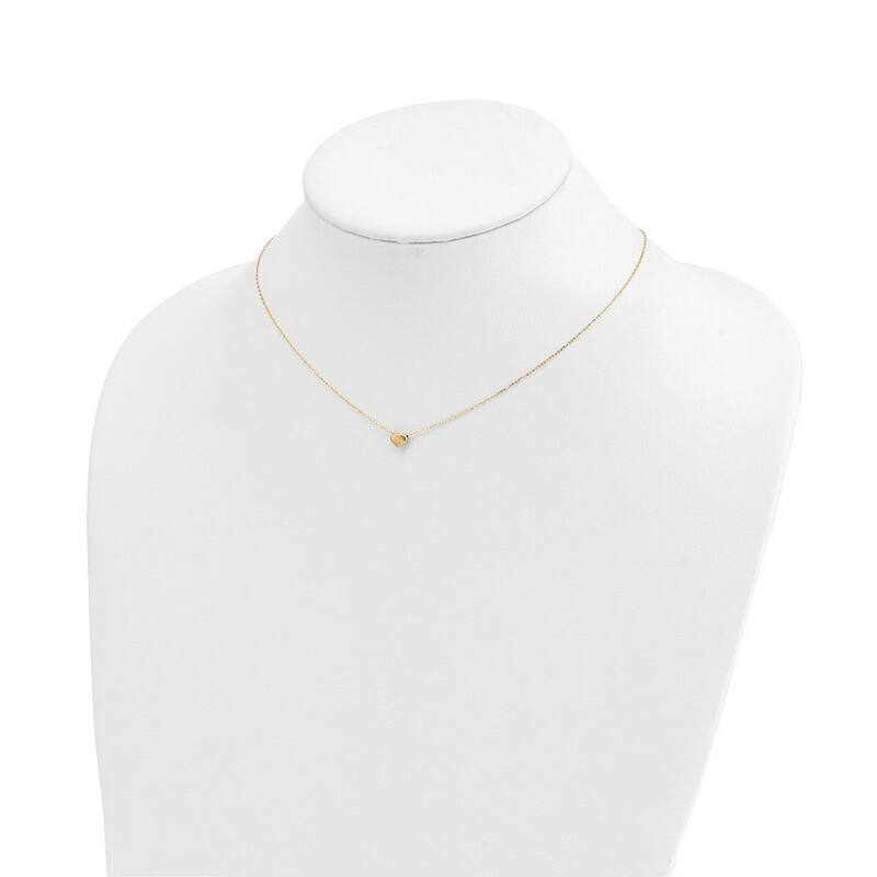 Curata 14k Yellow Gold Satin and Polished Dainty Star Necklace, 16.5"
