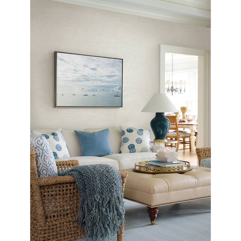 A-Street Prints Tiverton Dove Faux Grasscloth Wallpaper