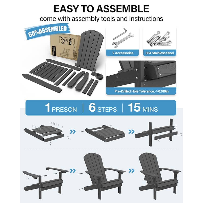 WINSOON All Weather HIPS Outdoor Plastic Adirondack Chair