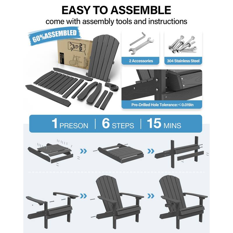 WINSOON All Weather HIPS Outdoor Plastic Adirondack Chairs