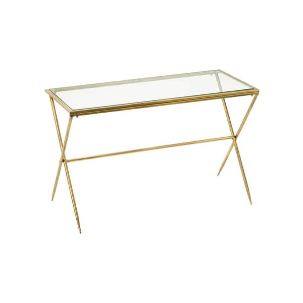 Gold Metal Slim Coffee Table with Glass Top Bed Bath & Beyond 31492751