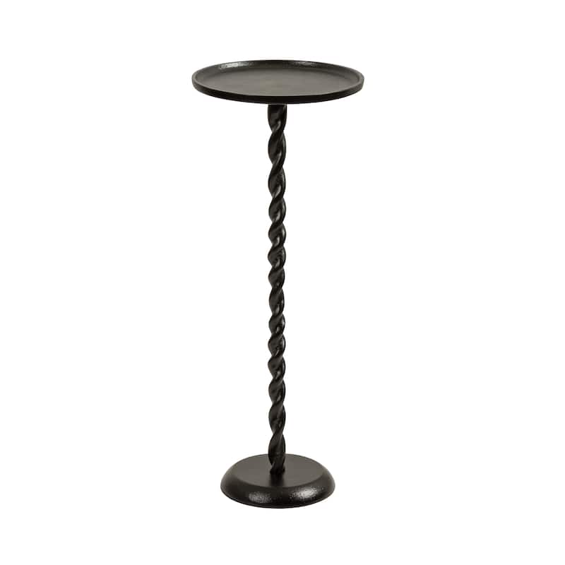 Kate and Laurel Ropa Metal Pedestal Table and Plant Stand - 9x9x22 - Black