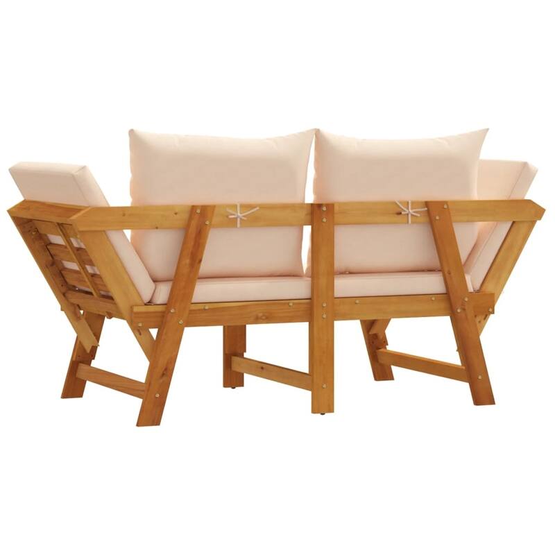 vidaXL Patio Bench with Cushions 2-in-1 Outdoor Seating Solid Wood Acacia