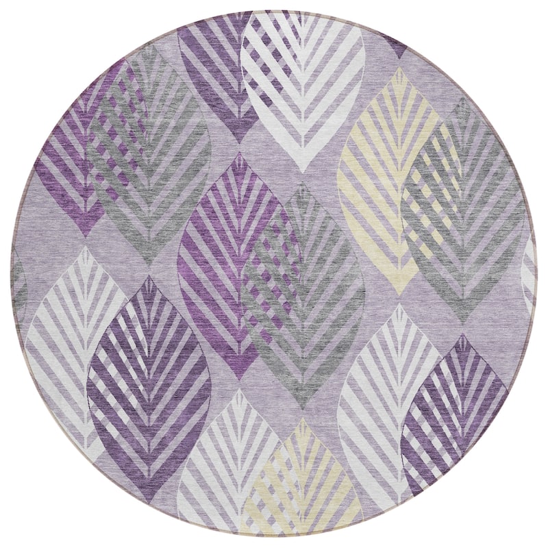 Machine Washable Indoor/ Outdoor Chantille Casual Palm Leaf Rug