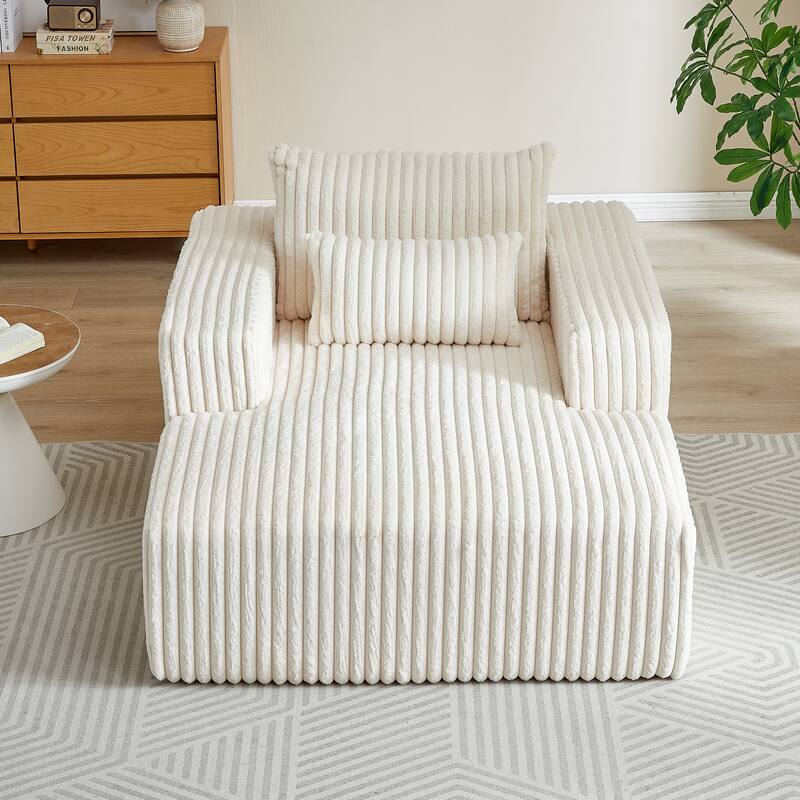 Oversized Corduroy Lounge Chair with Pillow Support - Sofa, Sleeper Couch, Chaise, Ottoman Bench