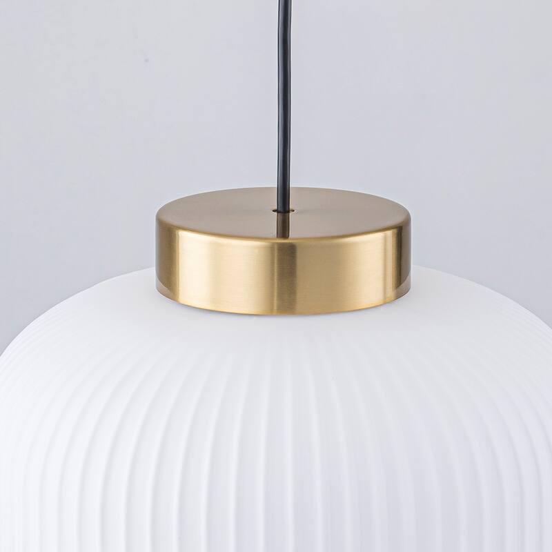 1-Light Gold Lantern Chandelier Drum Shape Hanging Kitchen Island Light