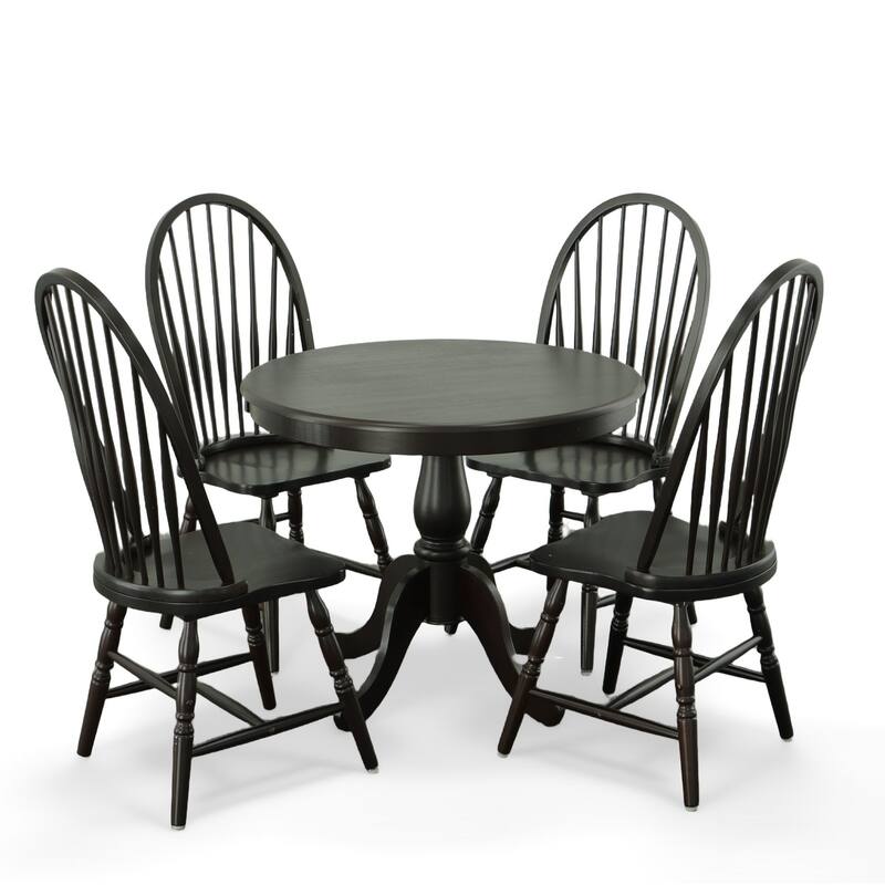 Solid Round Pedestal Dining Table - 36" - Espresso Brown