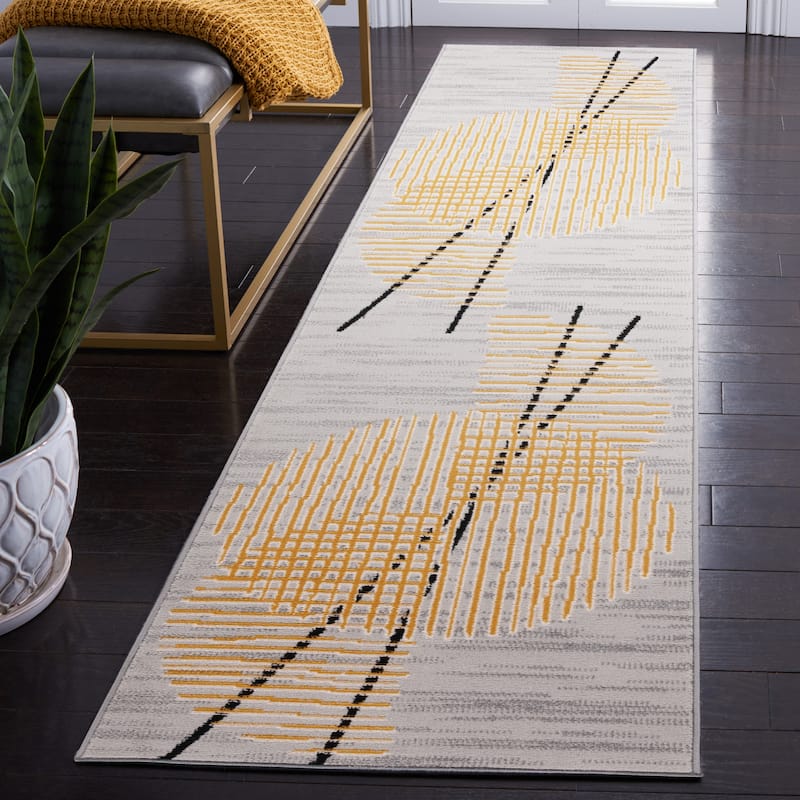 SAFAVIEH Odyssey Lisianne Mid-Century Modern Rug - 2'2" x 8' Runner - Grey/Gold