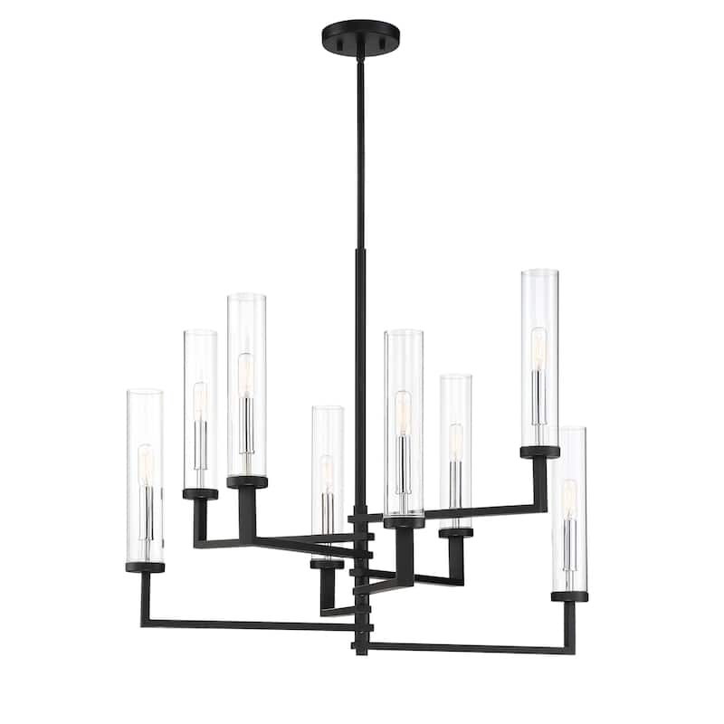 Folsom 8-Light Adjustable Chandelier in Matte Black with Polished Chrome Accents
