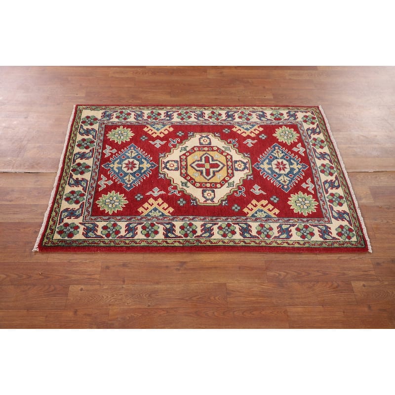 Traditional Red Kazak Oriental Accent Rug Handmade Wool Carpet - 2'8" x 4'1"