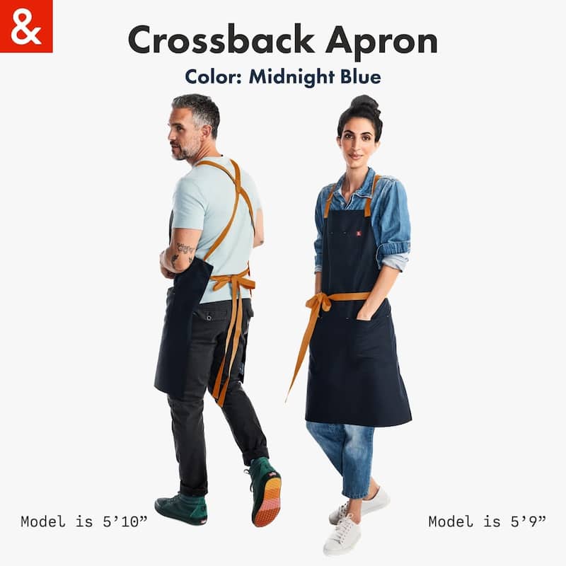 Unisex 3-Pocket Crossback Adjustable Apron, Midnight Blue