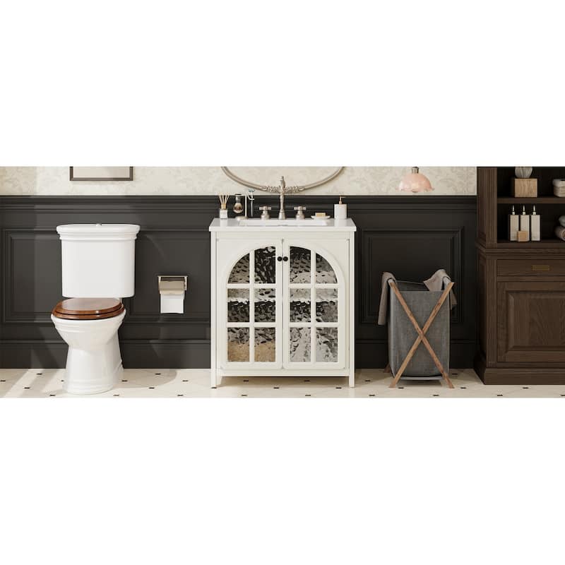 Farmhouse Bathroom Vanity with Ceramic Sink