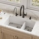 preview thumbnail 14 of 17, Karran Undermount Quartz 32 in. 60/40 Double Bowl Kitchen Sink Kit