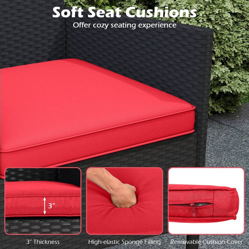Costway Patio Loveseat with Built-in Table Soft Cushions & Tempered - See Details