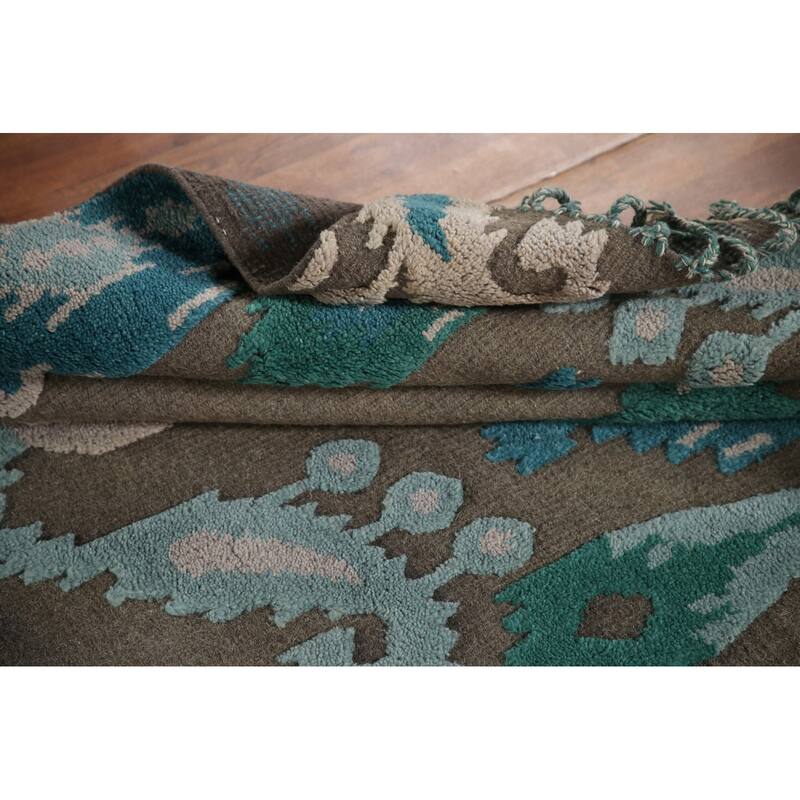 Brown Moroccan Indian Area Rug Hand-Knotted Wool Carpet - 5'1"x 7'11"