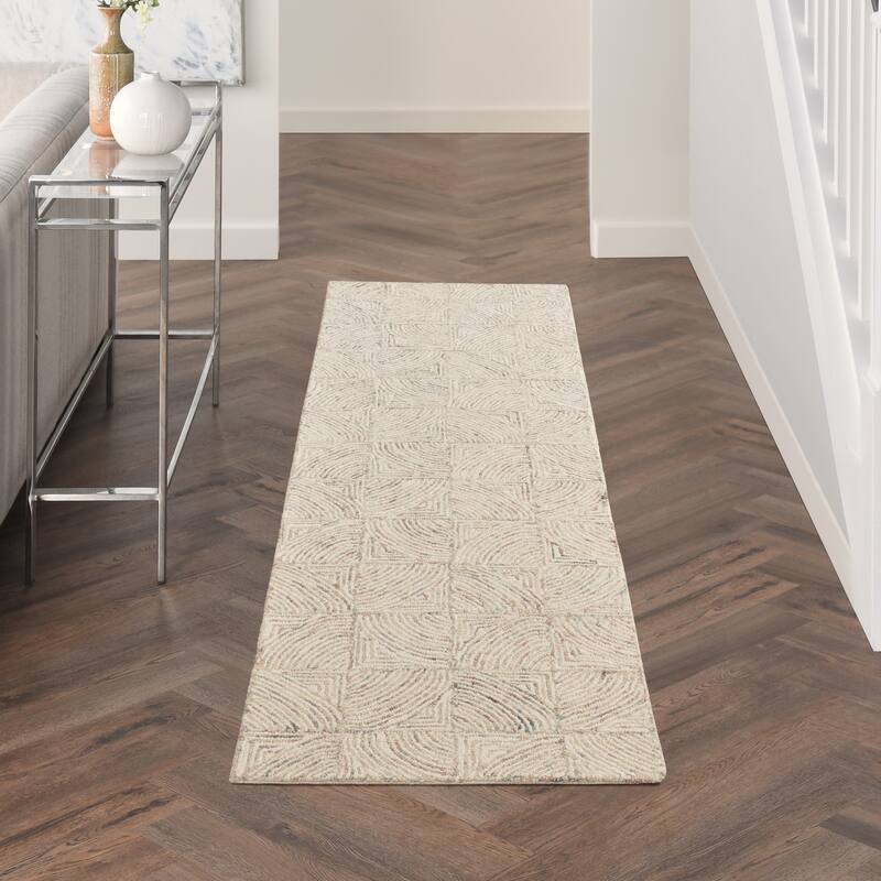 Nourison Linked Brushstroke Area Rug - 2'3" x 7'6" Runner - Ivory/Multi - Rectangle