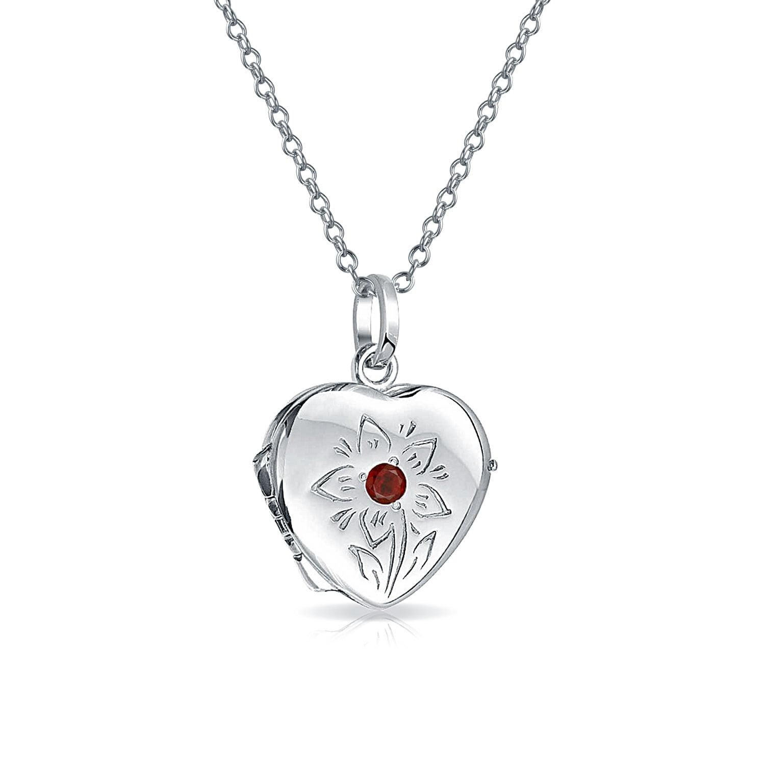 Sterling Silver Polished Garnet /& CZ Necklace 18 Inches