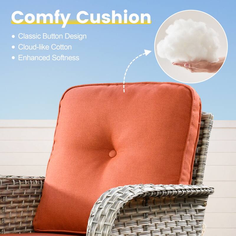 OVIOS 8 Pieces Outdoor Wicker Swivel Chair Set With Solar-Powered Coffee Table