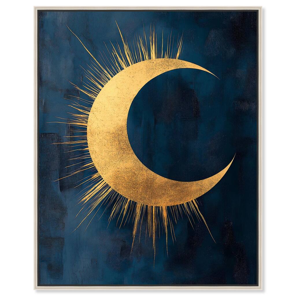 Gold Moon on Indigo Canvas by Art Remedy
