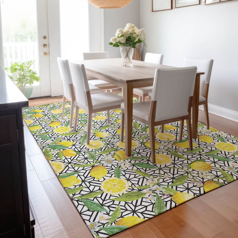 Premium Washable Super Soft Lemon Mosaic Mayfield Rug