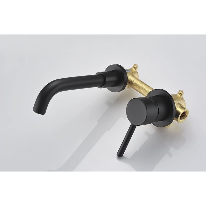 Wall Mount Single Handle Bathroom Faucet Matte Black