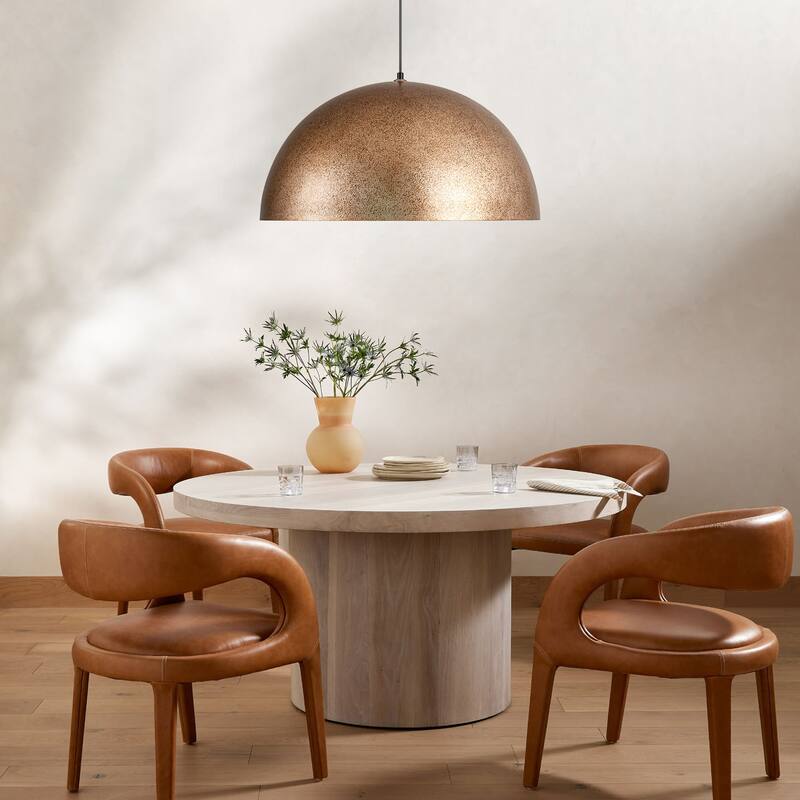 1-Light Modern Industrial Distressed Gold Leaf Bowl Dome Oversized Pendant Light for Kitchen Island