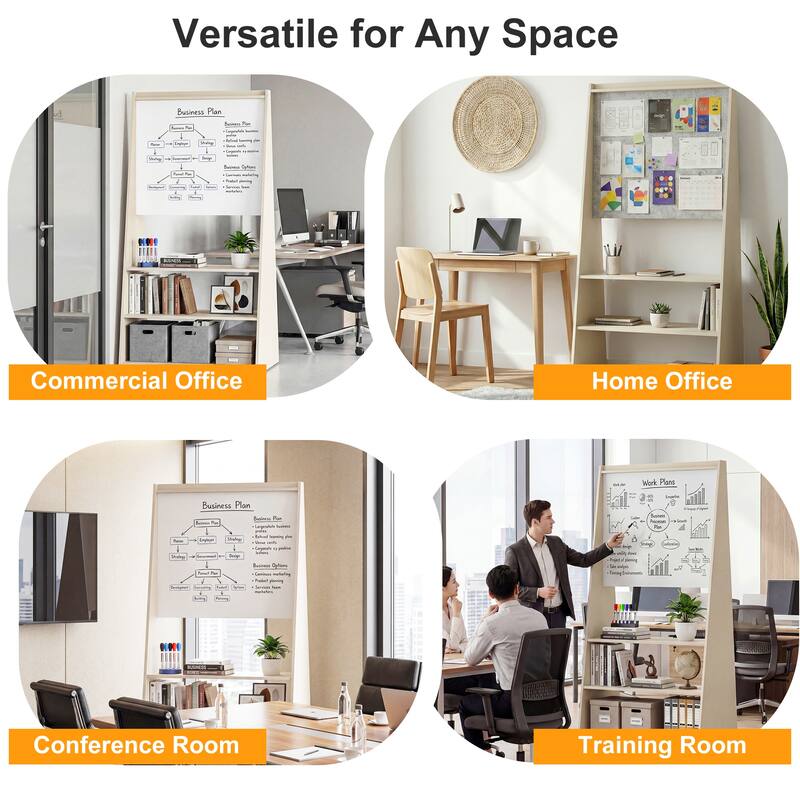 3-in-1 Mobile Whiteboard & Felt Bulletin Board on Wheels