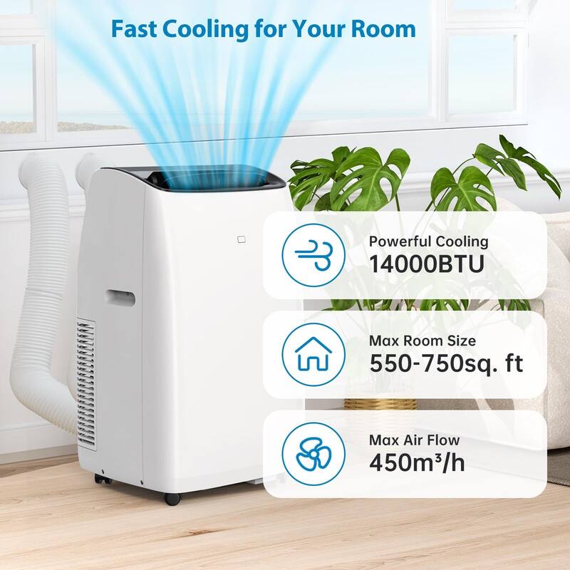 14000 BTU Portable Air Conditioner with Heater & Dehumidifier