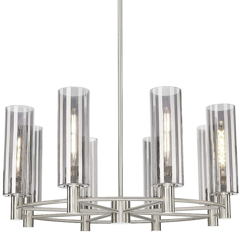 Innovations Lighting 434-8CR-15-32 Crown Point Chandelier Crown Point - Satin Nickel / Light Smoke