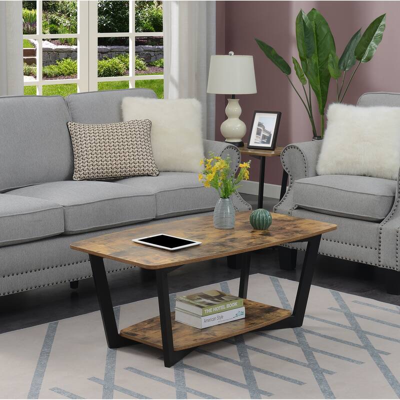 Convenience Concepts Graystone Coffee Table with Shelf - Barnwood/Black