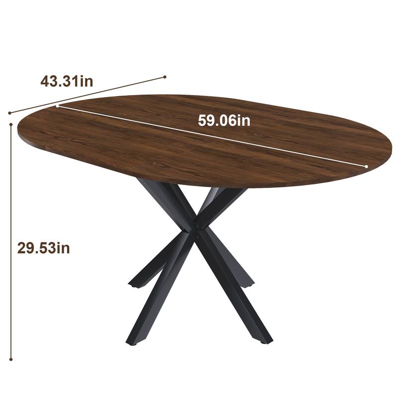 Roomfitters Extendable Round Dining Table, Retractable 42 to 58 Inch Wood Veneer Table with Carbon Steel Base, Walnut Finish
