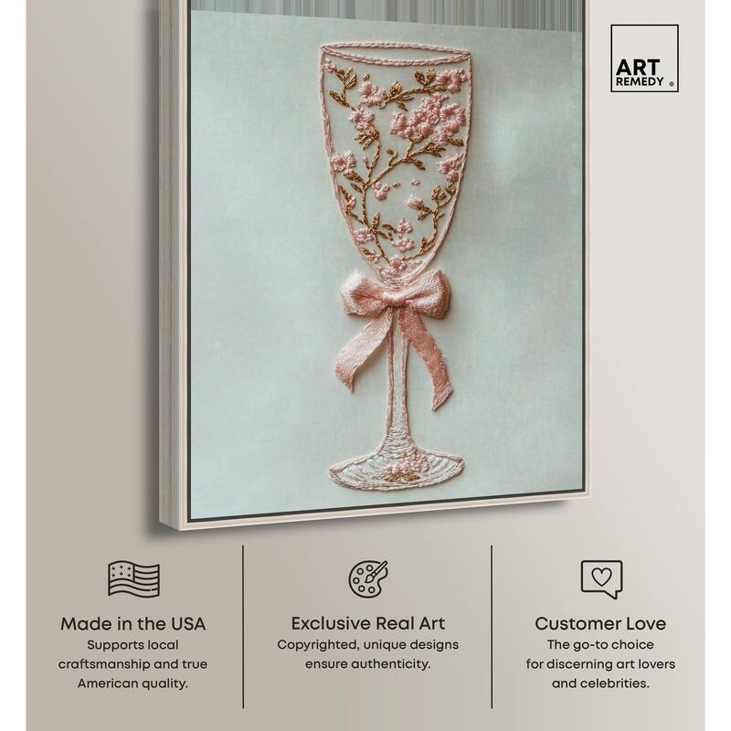 Champagne Glass Bow Canvas by Art Remedy