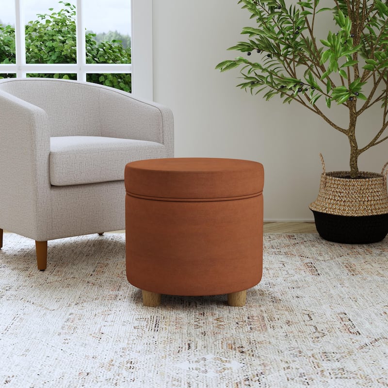 Porch & Den Parkchester Round Storage Ottoman - Spice Velvet