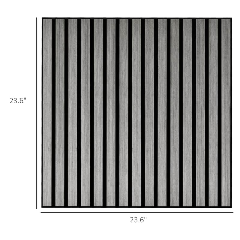 HOMCOM 4 Pack 3D Faux Wood Wall Panels, 24" x 24" Sound Absorbing Acoustic Panels, Wood Slat Wall Panels for Interior Wall Decor