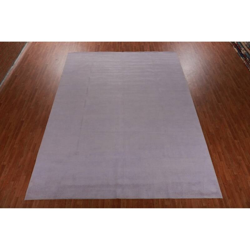 Hand Knotted Oriental 100% Wool Carpet Modern Solid Purples Gabbeh Area Rug - 13' 7'' X 10' 3''