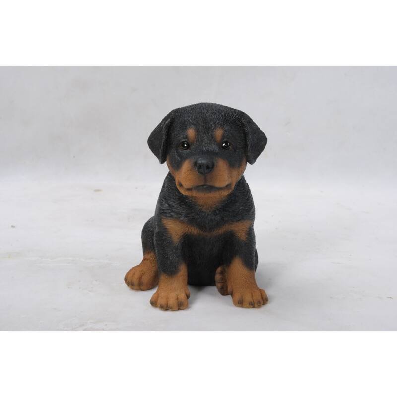 Sitting Rottweiler Puppy Outdoor Garden Statue - 6.5"